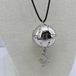Y2k Christian Dior DIORLIGHT Sphere Pendant Case Necklace Black Cord Jewelry